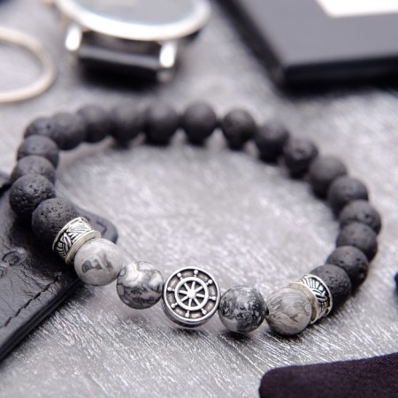 Male Basket Bastion SHOULD, black-gray color with silver, D = 7 cm