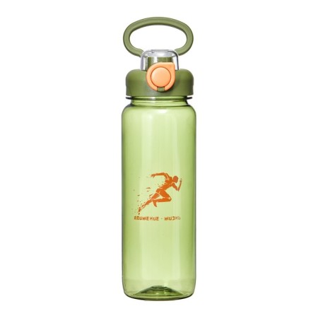 Water bottle, 800 ml, "movement - life", with a drinker, green-1
