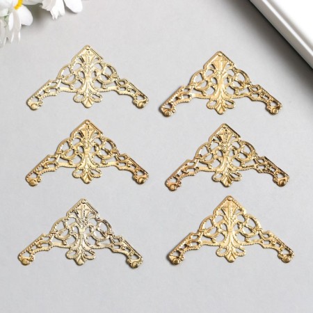 Metal "patterned corner" set set 6 pcs gold 3.5x3.5 cm-2