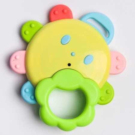 A rattle "Sun with a mirror", with elastic elements, color mix, crumb I-5