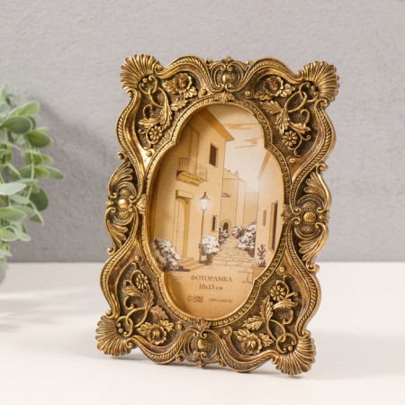 Photo frame Polystone 10x15 cm "Flower patterns" bronze 16x2x20.5 cm-1