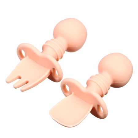 A set of children's cutlery, fork, spoon, color gently - pink-5