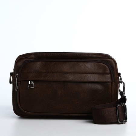 Male bag over the shoulder, artificial leather, brown color-1
