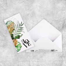 Envenue for money on watercolor cardboard LOVE, 16.5 × 8 cm