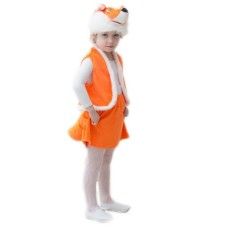 Fox carnival costume, height 104–116 cm: fur, hat, vest, skirt with tail