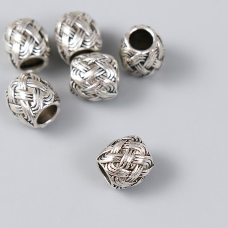 Bead for creativity Metal "Knitted" silver 1 cm