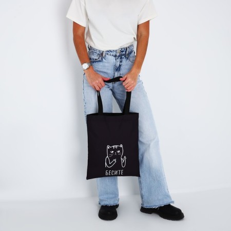 Shoper bag without fastening, black color-6
