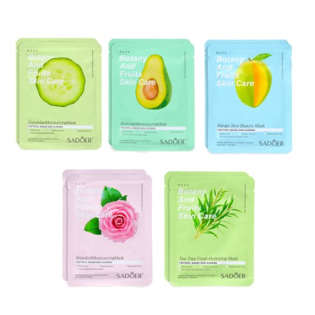 A set of moisturizing, fabric facial masks "Botanika No. 3", 10 pcs