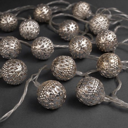 Garland “thread” 4 m with nozzles “ball with a pattern”, IP20, transparent thread, 20 LED, white glow, 8 modes, 220 V-1