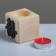 Candle in a wooden candlestick "Cube, hieroglyphs. Happiness", 6x6x6 cm, cherry aroma