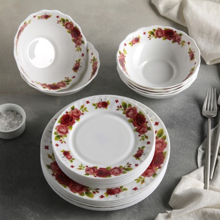 Service table shares “Poetry of roses”, 18 objects: 6 plates d = 17.5/23/15 × 5 cm, glass -ceramic