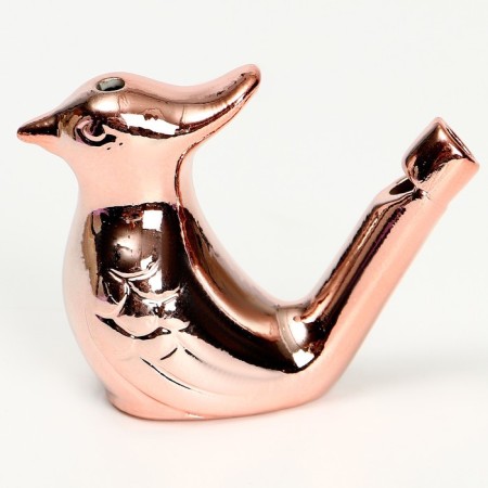 Whistle ceramic bird "Pink Gold"-3