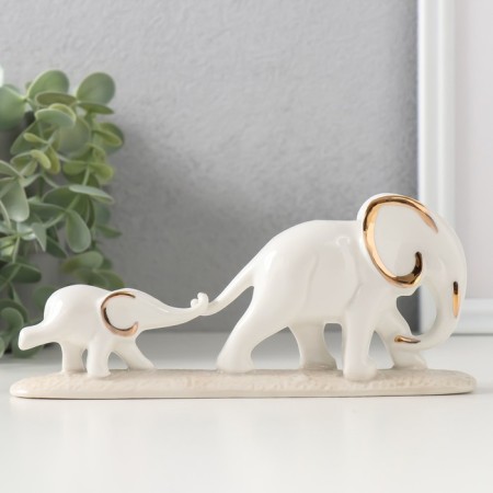 Souvenir ceramics "elephant with an elephant" 8x19x3.4 cm-2