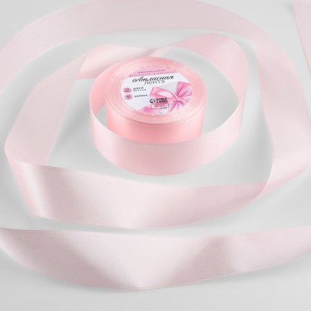 Satin tape, 40 mm × 23 ± 1 m, pastel pink color No. 43