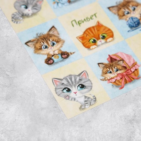 Paper stickers "kittens", with coloring on the back, 11 × 15.5 cm-1
