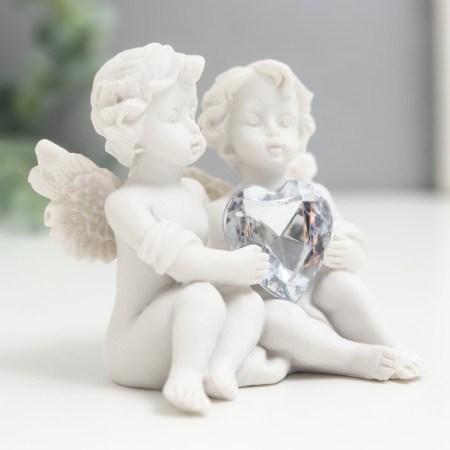 Souvenir Polystone "Angels with Crystal Heart" 6.5x7.5x5 cm mix-3