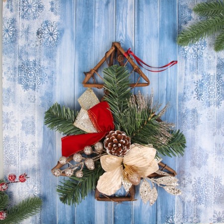 Christmas tree decoration "Gold Magnolia on the Christmas tree" 31x24 cm