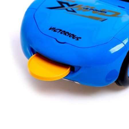 The car "Carry", works from batteries, shoots with discs, light and sound, blue color-1