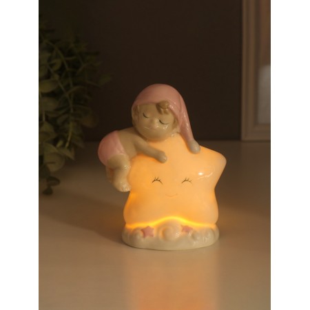 Souvenir Ceramics Light "Baby in a pink cap on the asterisk" 6x10.5x12.5 cm-1
