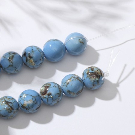 Beads on threads ball No. 10 "Variscitte" (38 beads), blue color-1