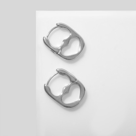 Earrings "Heart" key, color silver-1