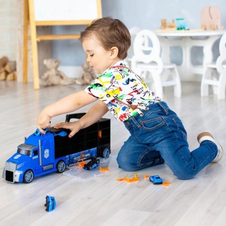 Auto -Vorot Case Givito "Police Plot", with cars, with tunnel, blue color, 54 cm-7