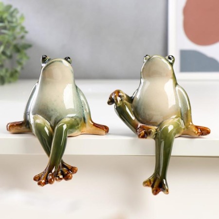 Souvenir Ceramics "Frog" set 2 pieces 14x10x11.5 cm-3
