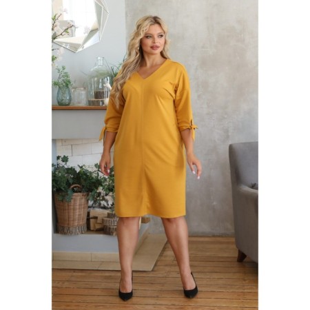 Female dress, size 50, mustard color-10
