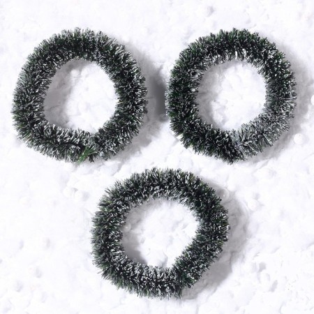 Decor "New Year's Wreath", set of 3 pcs., Size 1 pc. -6.5 cm, dark green color-1