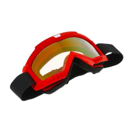 Glass-mask for motorcycle driving, Golden chrome glass, red color, OM-13-2