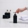 A set of accessories for the bathroom "Rombs", 4 items (meter 230 ml, soap dish, 2 glasses), black color