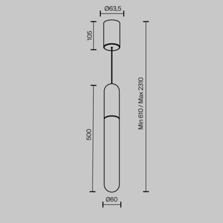 Suspended Technical P101PL-L500-12W3K-BS, LED, 12 W, 60x60x500 mm, 850 lm, 3000K, brass-7