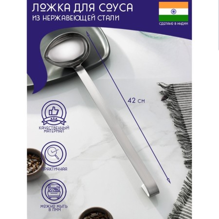 Spoon for stainless steel sauce, Dolyan India, 42 cm