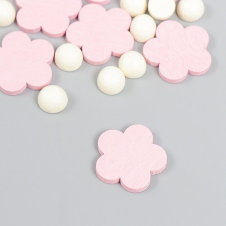 Decor for creativity tree "Flower and core" d-2 cm, set 10+10 pcs Pink-1