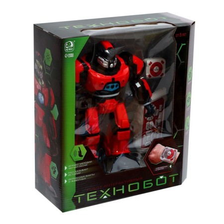 Robot radio -controlled "Technobot", 2 remote controls, gestures, with a battery, red color red-13