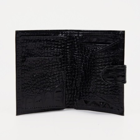 Male purse on a button, for bills, for cards, for coins, black color-2
