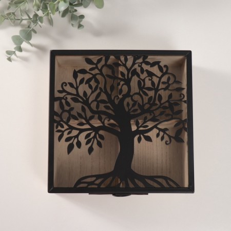 Casket tree with divisions "Time for tea" 20.2x20.2x7.3 cm-2