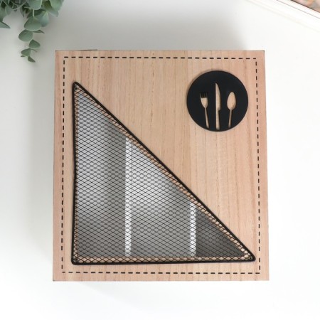 Casket Wood with divisions "Dining objects" 26x24x6.5 cm-2
