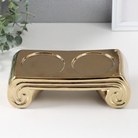 Ceramics candlestick for 2 candles "Greece" d = 7.5 cm gold 22.5x10x7 cm-1