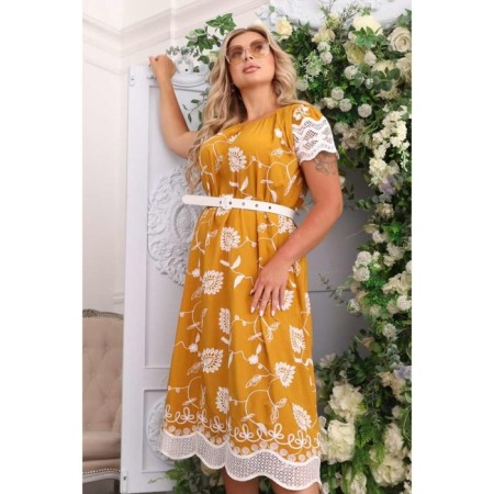 Women's dress, size 52, mustard color-8