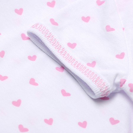 Body baby with short sleeve, white color/hearts, height 62-2