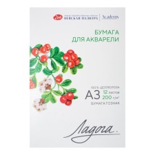 Watercolor paper in the A3 folder, Ladoga ZHK, 12 sheets, 200 g/m2, medium -grained, 252781935