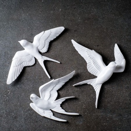 Suspended decor "swallows" a set of 3pcs, white, 20x21x5cm-2