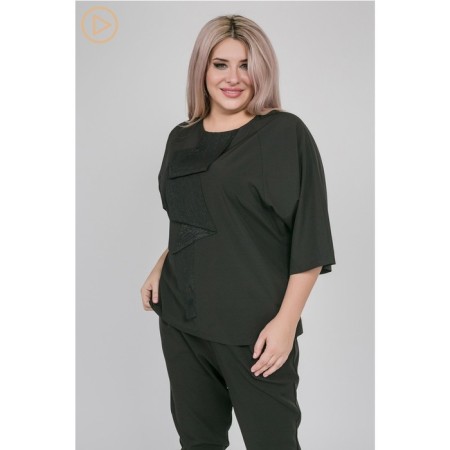 Female blouse, size 62, black color-4