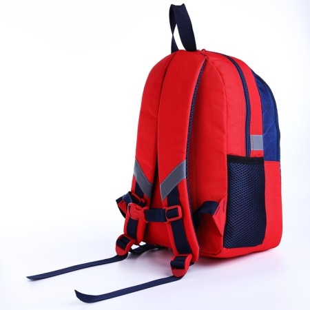 Baby backpack on a zipper, a reflective strip, blue/red color-1