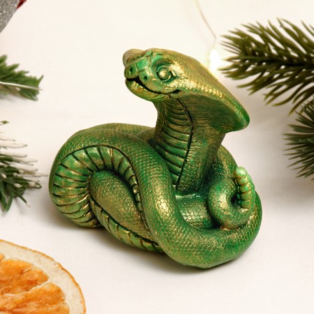Figure "Cobra" Green with gilding, 6x7x5cm