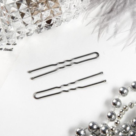 Hair hairpins "Classic" (set 10 pcs) 5 cm, silver