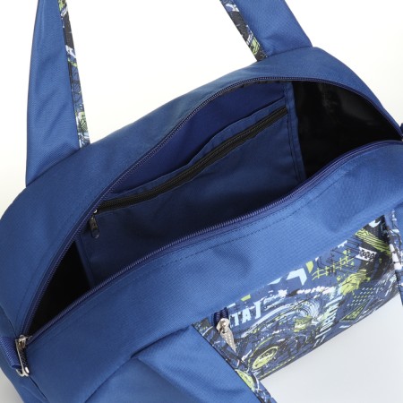 Sports bag with lightning, long belt, external pocket, blue color-2