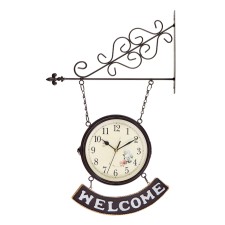 Часы настенные двусторонние, на подвесе "WELCOME", плавный ход, d-20 см, 55 х 36 см, 1 АА