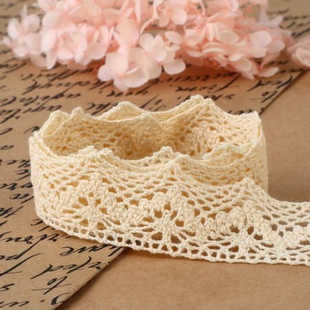 Knitted lace, 32 mm × 10 ± 1 m, beige color-2